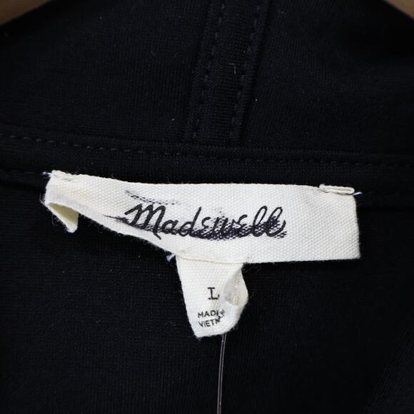 NWT Madewell Ponte Relaxed Fit Stretch Hoodie Sweatshirt Jet Black Size Large - Picture 7 of 9